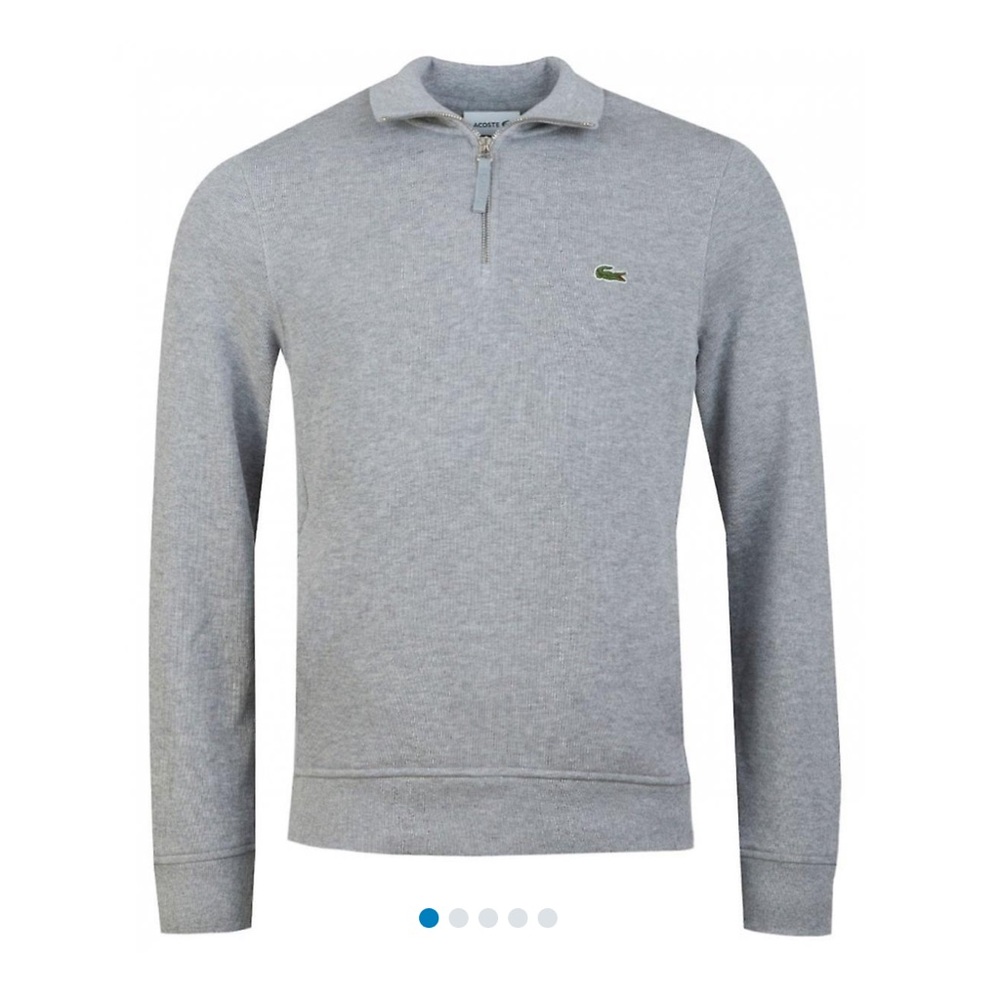 Lacoste 1/4 Zip Standup Collar Sweater-Grey Size 7